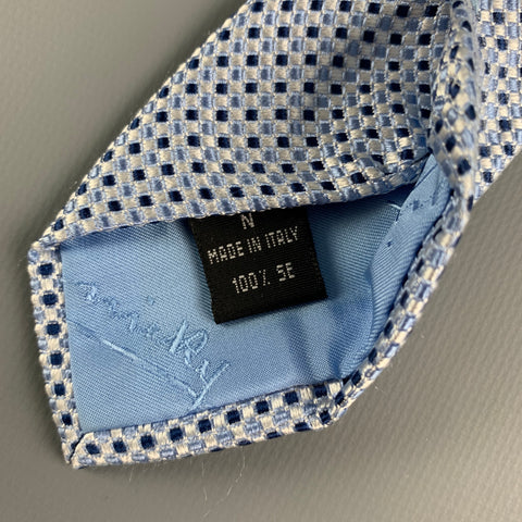 MICKY Light Blue Squares Silk Tie