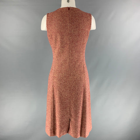 PIAZZA SEMPIONE Size 4 Burgundy Cream Wool &  Lycra Textured Sheath Dress