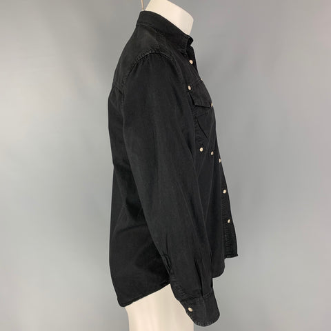 Vintage VERSACE JEANS COUTURE Size M Black Cotton Button Down Long Sleeve Shirt