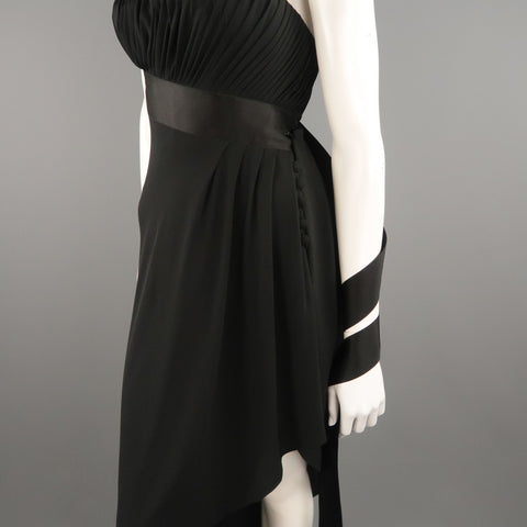 Vintage CHANEL Spring 1991 Size 6 / FR 38  Black Silk Bustier Ribbon Cocktail Dress