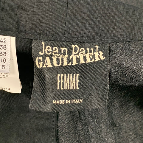Vintage JEAN PAUL GAULTIER Size 8 Grey Virgin Wool Wide Leg Pants