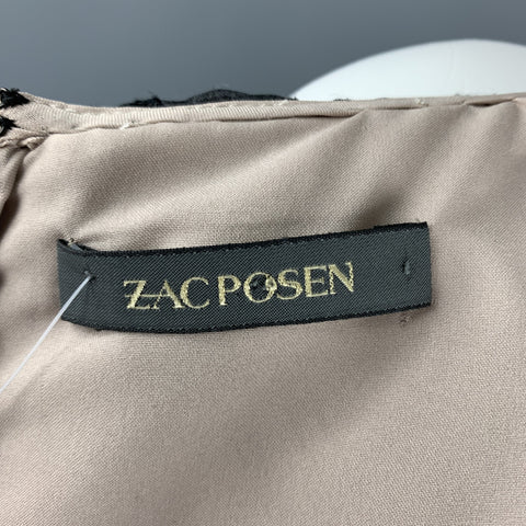 ZAC POSEN Size 6 Black Lace Ruffle Trumpet Skirt Cocktail Dress