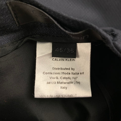 CALVIN KLEIN COLLECTION Size 36 Navy Grid Wool Peak Lapel Suit