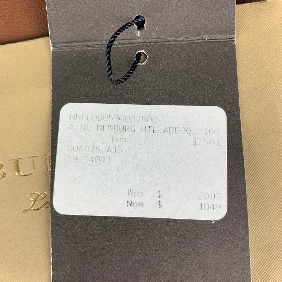 BURBERRY Tan Solid Leather Briefcase Bags