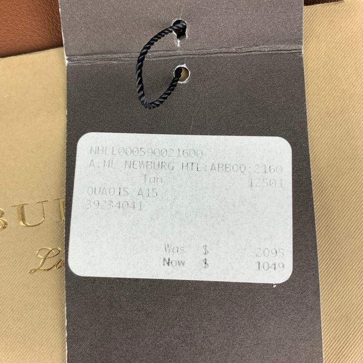 BURBERRY Tan Solid Leather Briefcase Bags