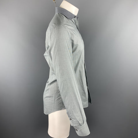 LANVIN Size S Grey Plaid Cotton Button Up Long Sleeve Shirt