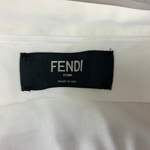 FENDI Size 32 Taupe Light Blue Stripe Viscose Flat Front Dress Pants