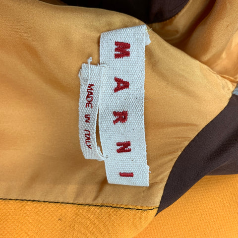 MARNI Taille 0 Robe en laine vierge / soie à pois orange et marron