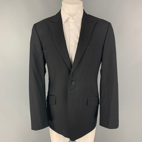 PAUL SMITH The Byard Size 40 Black Wool Peak Lapel Sport Coat