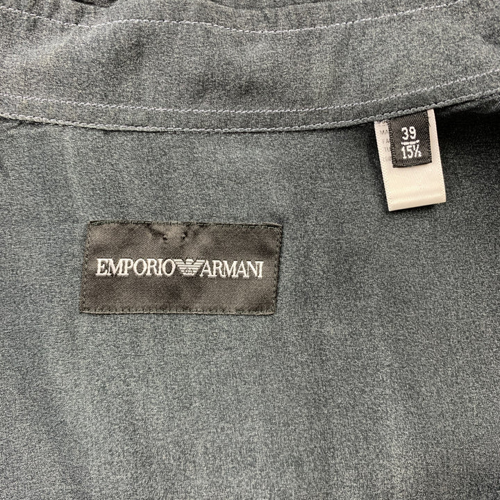 EMPORIO ARMANI Size M Grey Ombre Cupro Hidden Buttons Long Sleeve Shirt