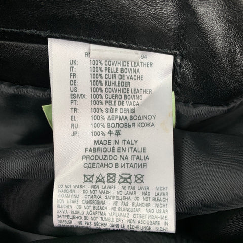 DIESEL BLACK GOLD Size XL Black Leather Hooded Jacket