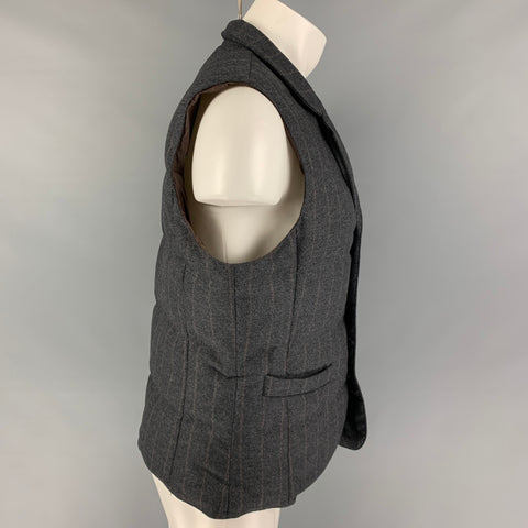 BRUNELLO CUCINELLI Size M Size Gray Brown Stripe Wool Blend Vest