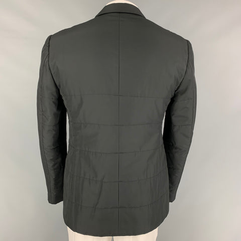 CALVIN KLEIN COLLECTION Size 44 Black Quilted Polyester Sport Coat