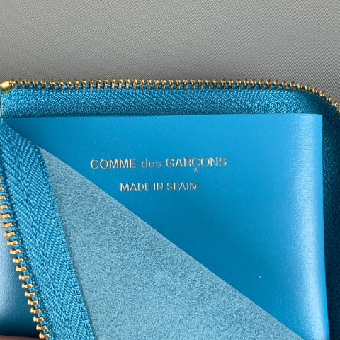 COMME des GARCONS Blue Solid Leather Wallet