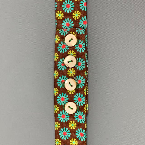 NEIMAN MARCUS Brown Blue Floral Bow Tie