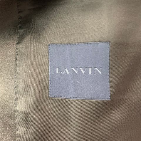 LANVIN Size 46 Black Wool Silk Tuxedo Sport Coat