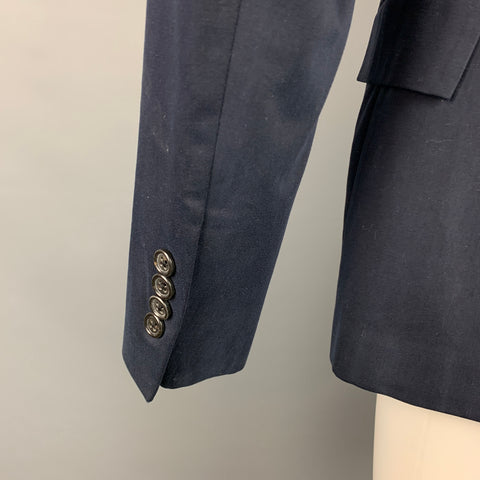 TODD SNYDER Size 38 Regular Navy & Black Cotton Peak Lapel Sport Coat