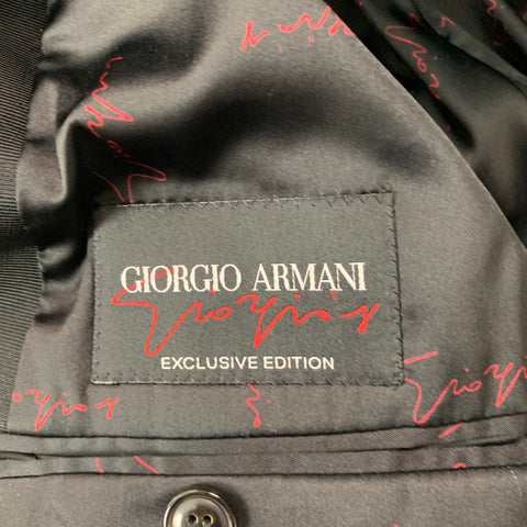 GIORGIO ARMANI Size 42 Black Velvet Viscose Blend Peak Lapel Sport Coat