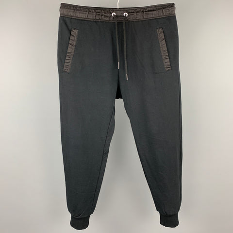DIESEL Size M Black Two Toned Cotton Drawstring Casual Pants