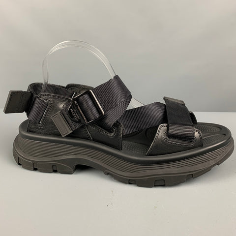 ALEXANDER MCQUEEN Size 9 Black Mixed Materials Polyamide Sandals