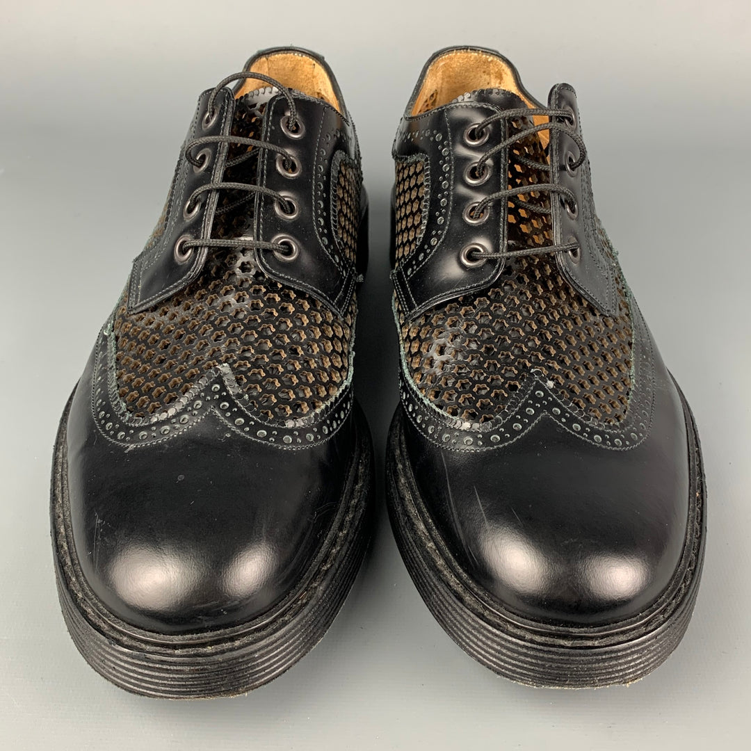 MARC JACOBS Size 10 Black Perforated Leather Wingtip Lace Up Shoes