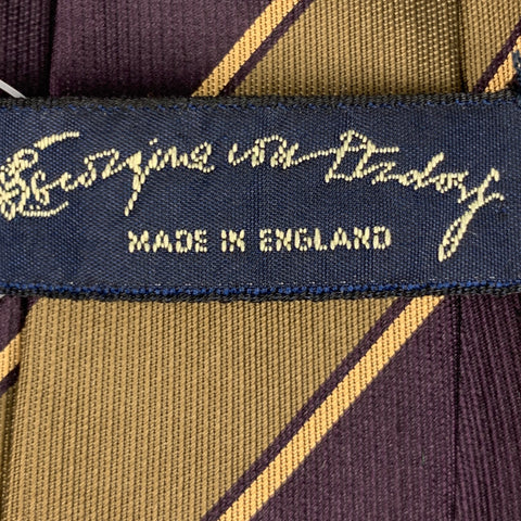 VINTAGE Cravate à rayures diagonales violet taupe