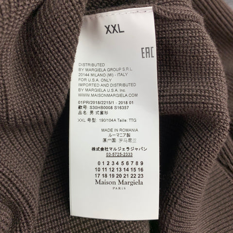 MAISON MARGIELA Size XXL Brown & Khaki Knitted Cotton Epaulettes Sweater