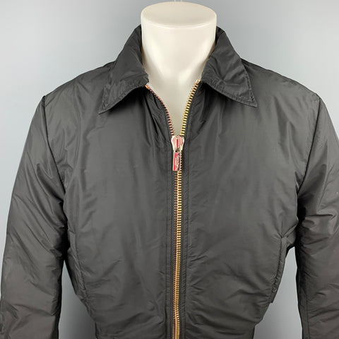 CALVIN KLEIN COLLECTION Size 38 Black Polyamide Silver Quilted Lining Zip Up Jacket