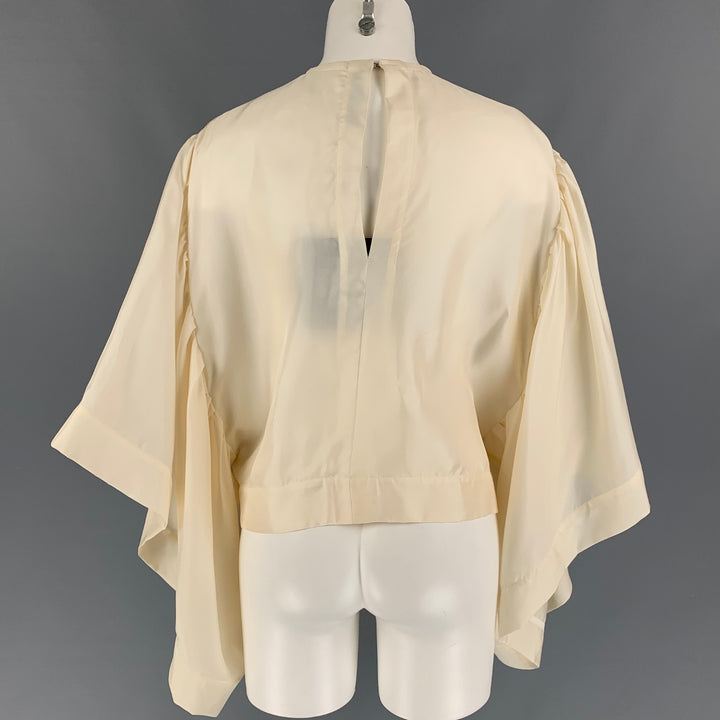 JULIA & RENATA Size L Beige Silk Oversized Sleeves Blouse