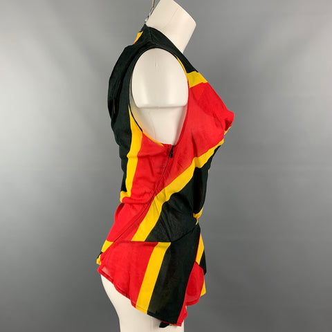 VIVIENNE WESTWOOD ANGLOMANIA Size 6 Black & Red Color Block Cotton Blouse
