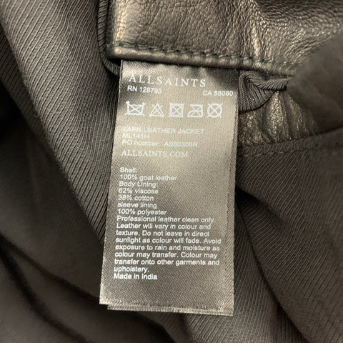 ALLSAINTS Size M Black Leather Zip Up Jacket