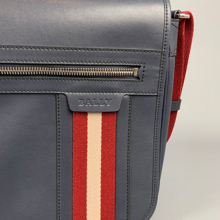 BALLY Navy Leather Rectangle Shoulder Bag