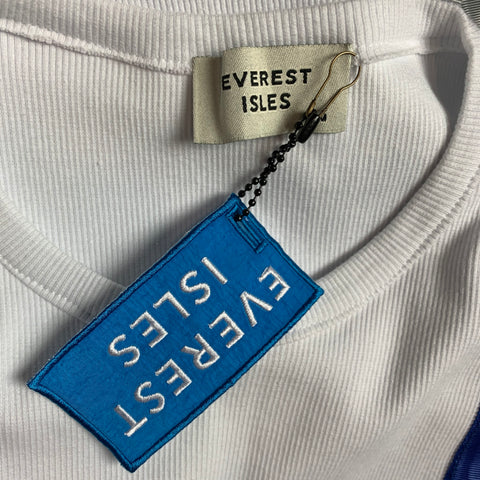 EVEREST ISLES Size M White & Blue Ribbed Cotton Bondage Strap Tank Top