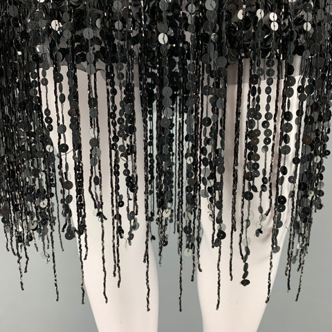 ATTICO Size 6 Black Polyamide Sequined Low Back Dress