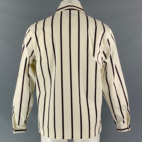 STUSSY Taille de poitrine M Veste zippée en polyester et coton à rayures blanches et anthracite