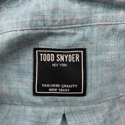 TODD SNYDER Size L Blue Linen Long Sleeve Shirt