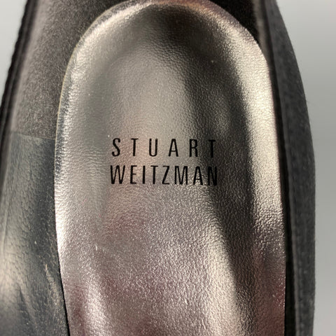 STUART WEITZMAN Size 6.5 Black Silver Silk Rhinestones Pumps