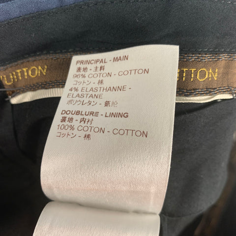 LOUIS VUITTON FW 2016 Size 34 Navy Blue Cotton Flat Front Dress Pants