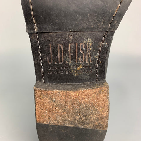 J.D.FISK Size 10.5 Black Leather Motorcycle Ankle Boots