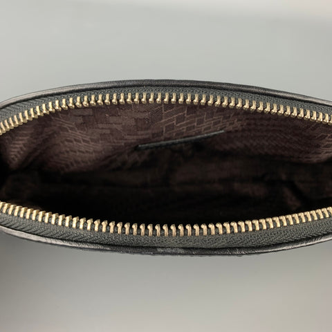COLE HAAN Black & Beige Woven Leather Clutch