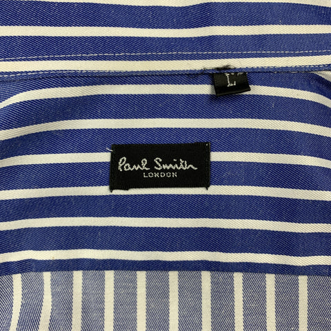 PAUL SMITH Taille L Chemise à manches longues boutonnée en coton à rayures bleues et blanches
