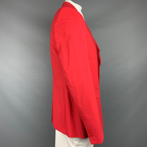 VERSACE COLLECTION Size 44 Red Cotton Notch Lapel Sport Coat