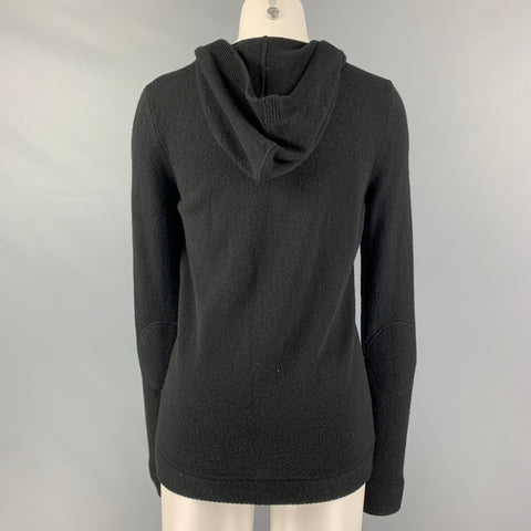LORO PIANA Size 8 Black Cashmere Hooded Sweater