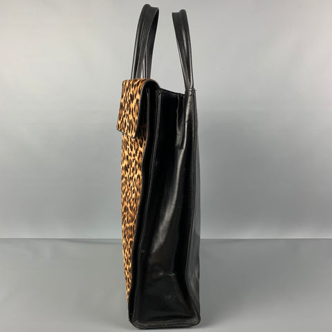 DRIES VAN NOTEN Sac à main fourre-tout en matériaux mélangés marron beige noir