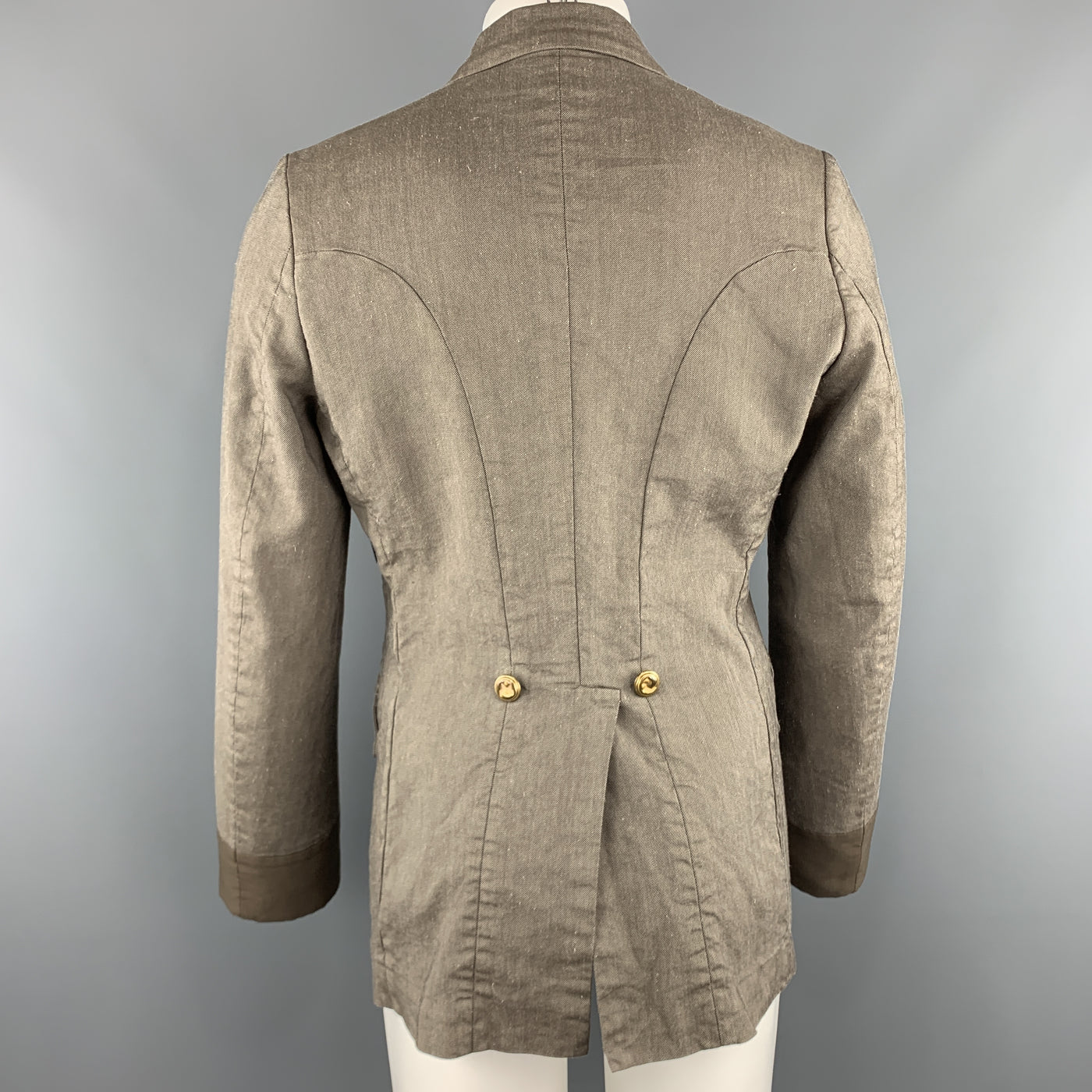 COMME des GARCONS HOMME PLUS Size M Olive Textured Double Breasted Military Jacket