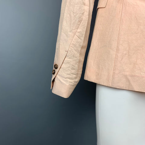 ROBERTO CAVALLI Size 40 Peach Textured Linen / Silk Sport Coat