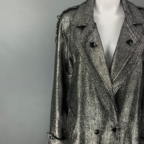 RtA Size M Silver Polyester Metallic Double Breasted Coat