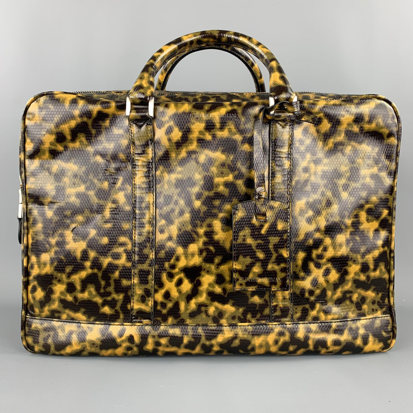 EMPORIO ARMANI Olive Camouflage Patent Leather Luggage / Briefcase