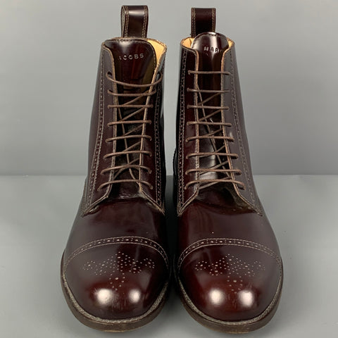 MARC JACOBS Taille 9,5 Bottes à bout renforcé en cuir perforé bordeaux