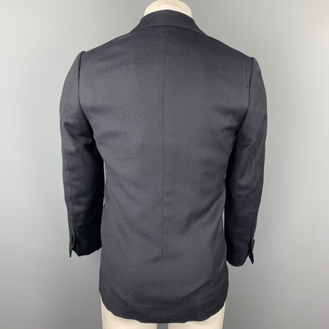 MASSIMO PIOMBO Size 34 Black on Black Herringbone Wool Sport Coat